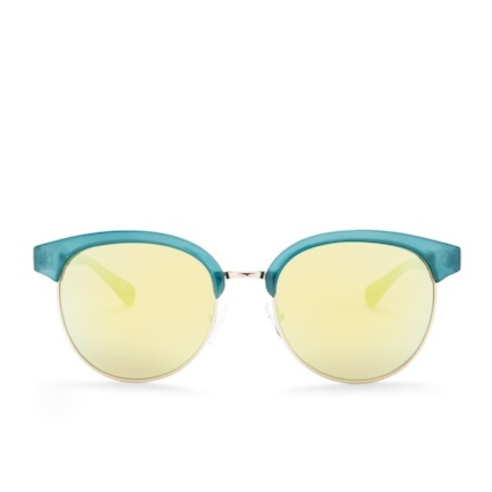 Diane von Furstenberg Round Clubmaster sunglasses crystal teal preppy‎